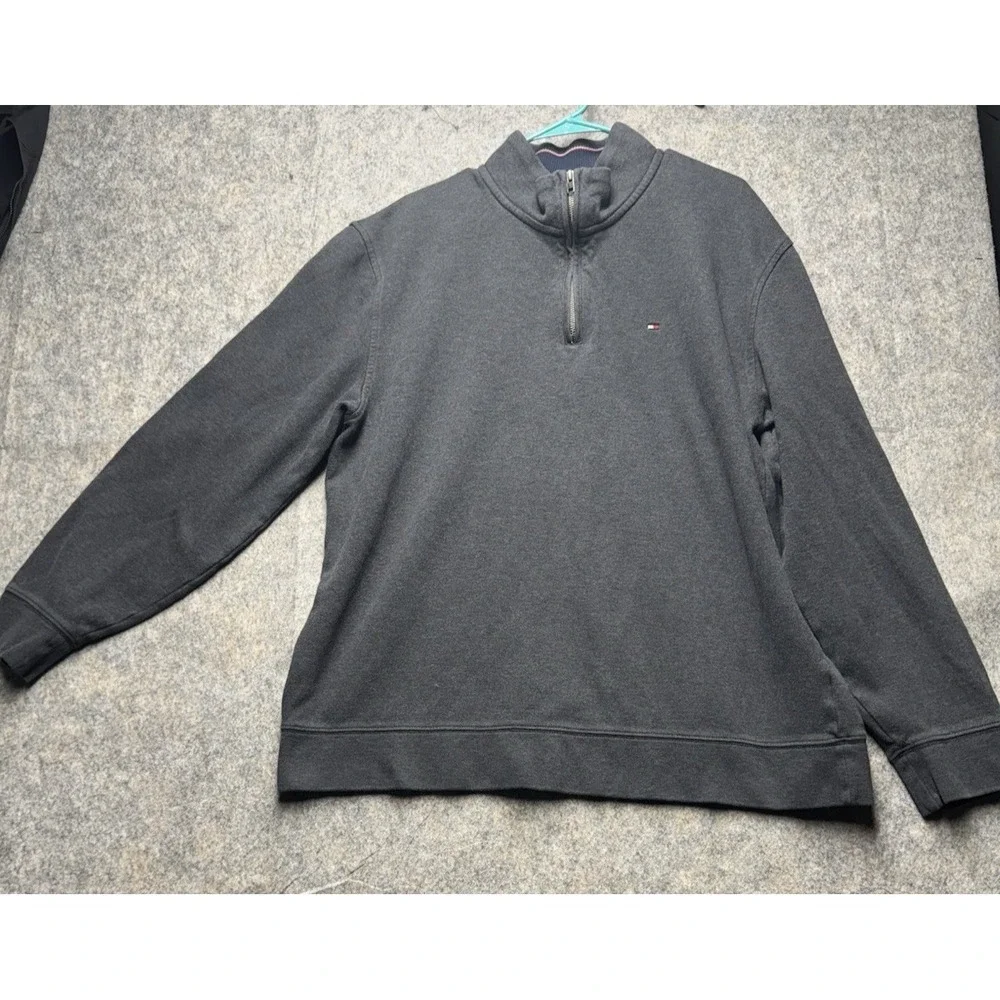 Men's Tommy Hilfiger 1/4 Zip Pullover Sweater - Grey - XXLarge‎